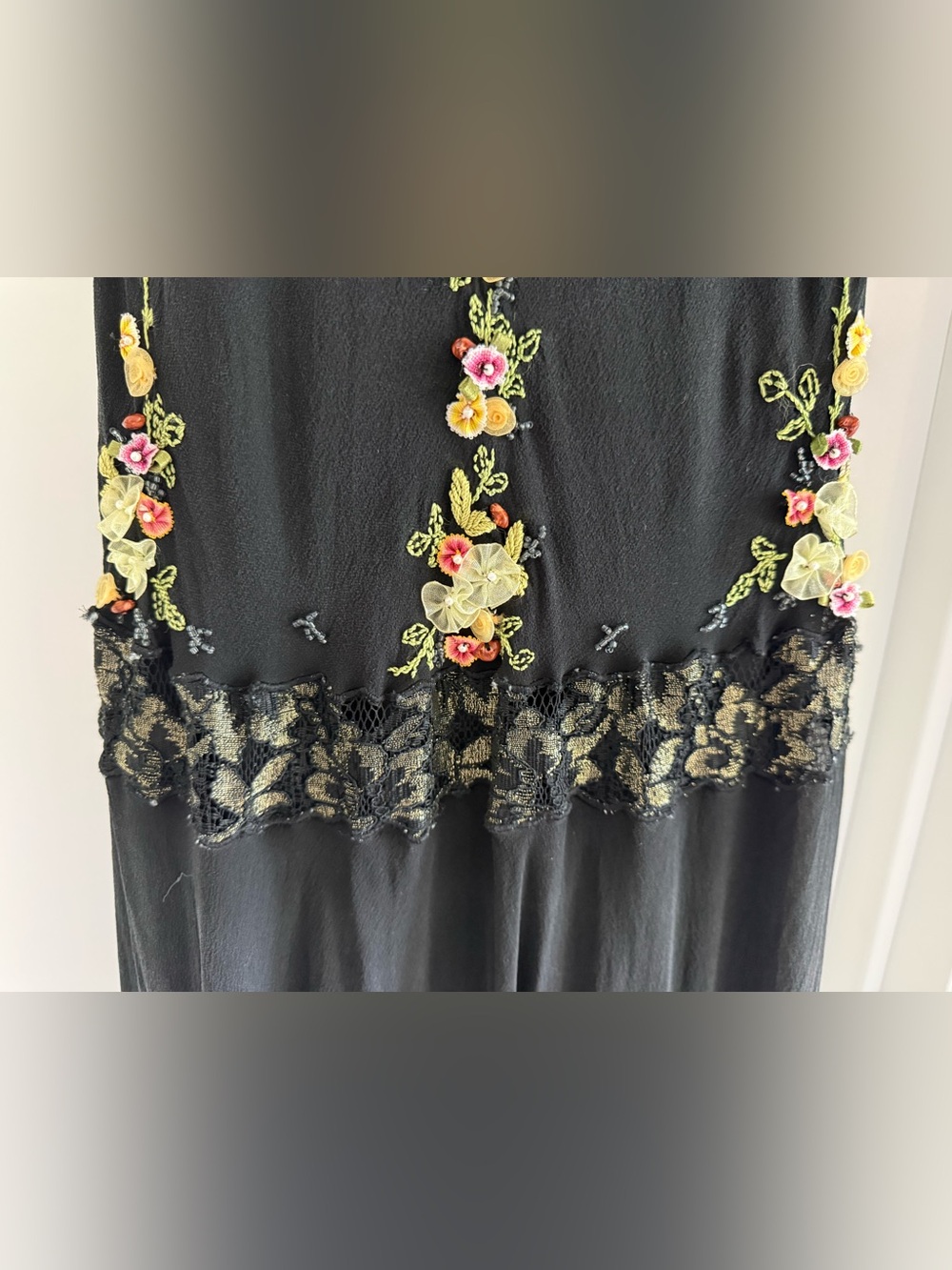 Sue Wong Vintage Silk Fairy Dress Floral Embroidered Beaded Small tagged 10P - Picture 6 of 14